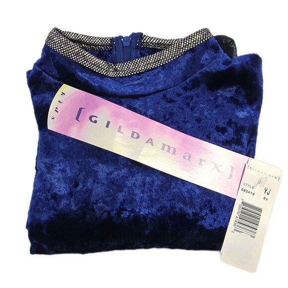 Gilda Marx VTG High Neck Skirted Velvet Royal Blue Dance Leotard Adult XS (Y/J) - Picture 15 of 16